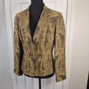 Elegant Brocade Paisley Blazer - Dark Academia - Vintage Y2K Librarian Style
